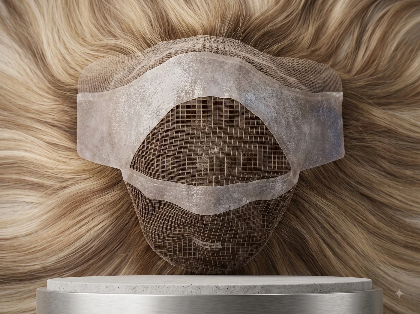 Base Alopecia Frontal Fibrosante de una prótesis capilar de mujer